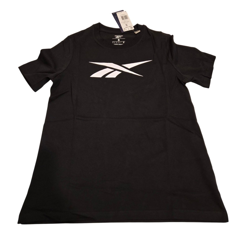 Reebok Womens Vector Graphic Tee Black Short Sleeve Logo T-Shirt 100073066 Small